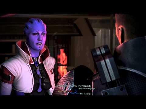 Mass Effect 3 Omega DLC: Aria kisses ManShep (Renegade ending)