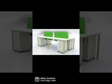 Green and brown wood open desking modular workstation, for o...