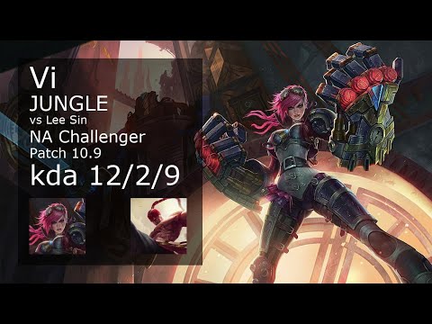 Vi Jungle vs Lee Sin - NA Challenger 12/2/9 Patch 10.9 Gameplay