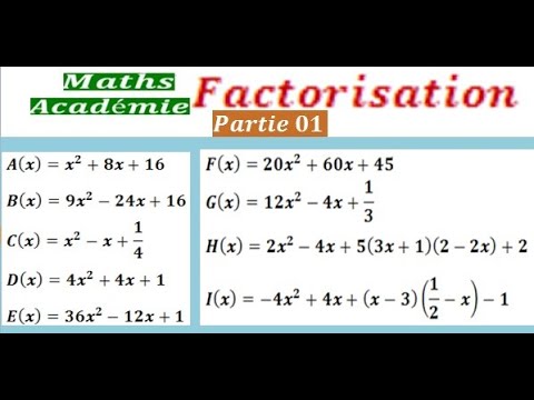 Apprendre à factoriser Partie 01,utilisation des identités remarquables, facteur commun, maths,