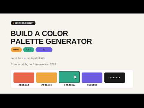 Build A Color Palette Generator With Html Css Javascript Beginner Project 2026