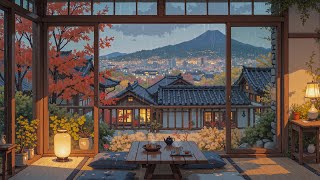 Rainy Evening Tea Room 🌿 Cozy Window View & Gentle Rain | Chill Lofi Beats to Relax & Focus
