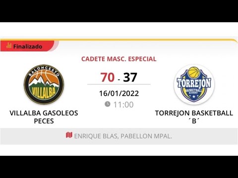 Cadete masc A VILLALBA GASÓLEOS PECES - BASKET TORREJÓN