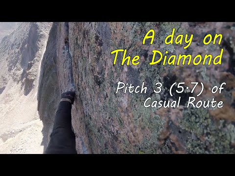 Climbing The Diamond on Longs Peak- Pitch 3 of Casual Route