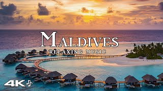 Maldives 4K Relaxation Music with Ocean Waves. Beautiful Piano, Stress Relief, Wave Sounds