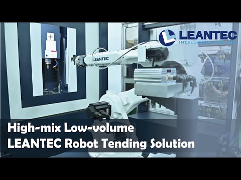 Leantec robot high mixed tending with AGV