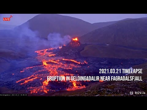 2021.03.21 Timelapse of Eruption in Geldingadalir near Fagradalsfjall