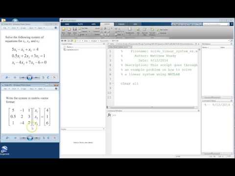 Matlab Tutorial Lesson 03b Solving A Linear System Of Equations In Matlab