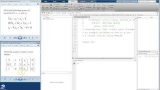 MATLAB Tutorial Lesson #03b:   Solving a Linear System of Equations in MATLAB
