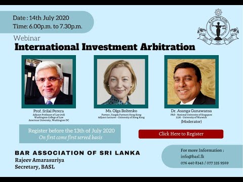 BASL Webinar : International Investment Arbitration