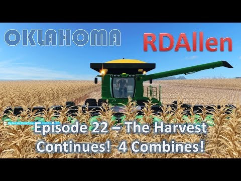 Farming Simulator 15 Oklahoma E22 - The Harvest Continues With 4 Combines!