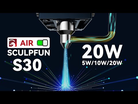 thumbnail video image 2 of Máquina de grabado láser SCULPFUN S30 Pro Max de 20W con rodillo de eje Y, placa Nido Abeja SCULPFUN S30 Pro Max, 2 of 10