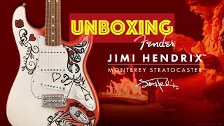Video thumbnail for Fender Jimi Hendrix Monterey Stratocaster 🎸(UNBOXING) 🎸 by Alberto Martinez Del Rio Guitar