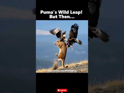 Eagle Escapes a Wild Attack ‼️ Puma’s Leap Caught in the Final Second #puma #eagle