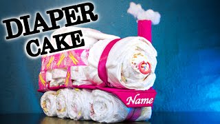 DIY Baby Shower on a Budget! BABY SHOWER IDEA - DIY Train Diaper Cake