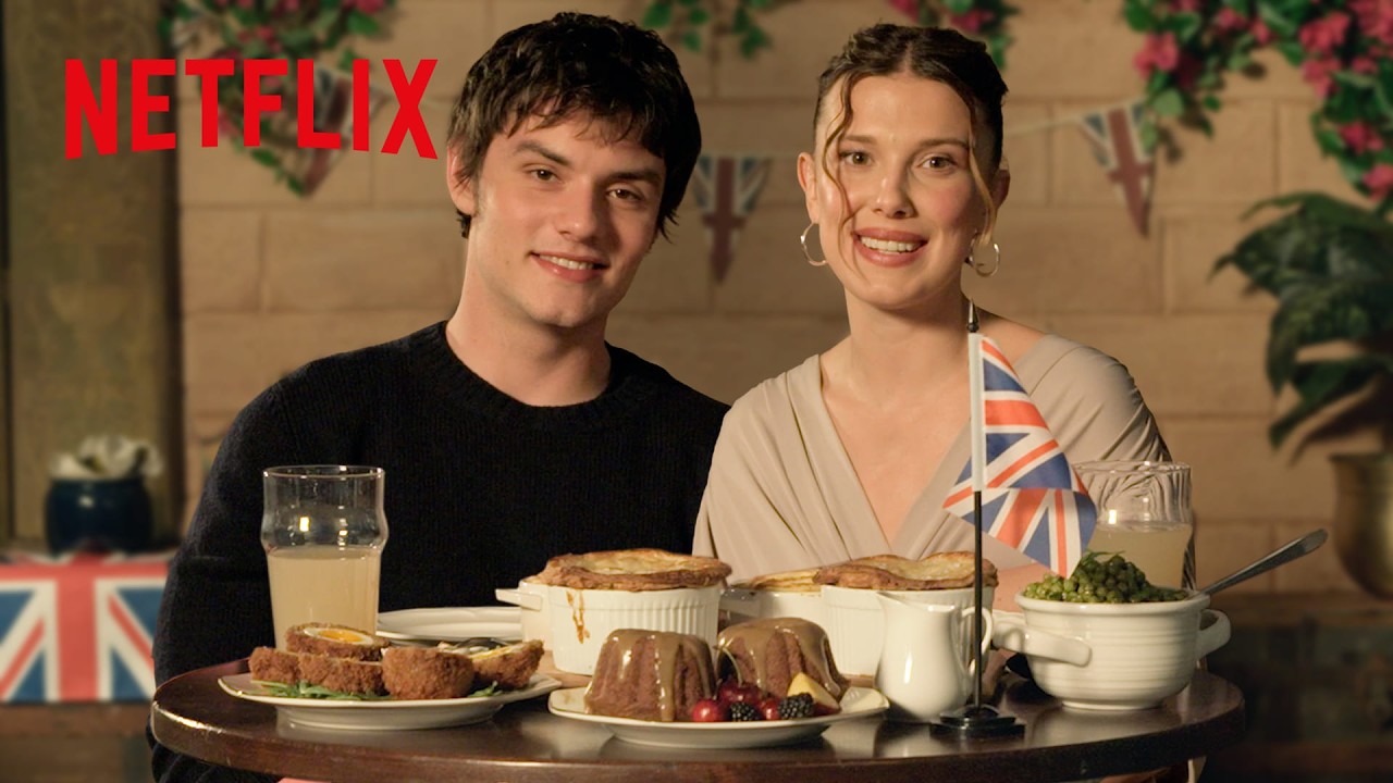 Millie Bobby Brown & Louis Partridge Eat British Nibbles | Enola Holmes 3 | Netflix