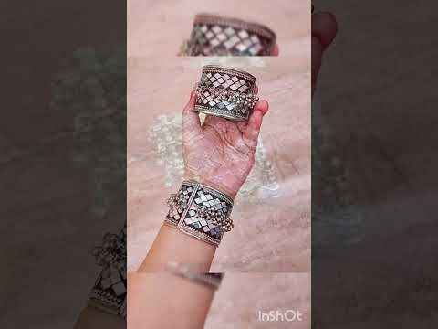 Women,girls contemporary afghani mirror cuff bangle bracelet