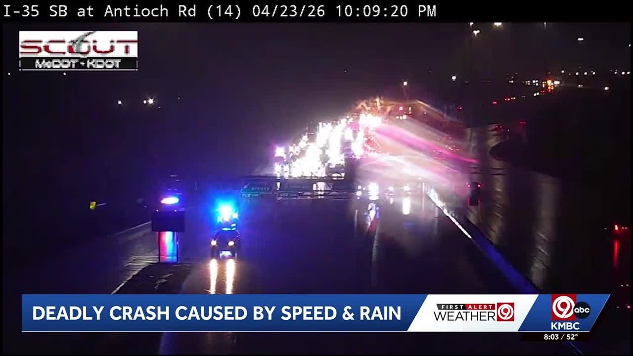 Johnson County driver reportedly hydroplanes, crashes into highway sign during severe storms