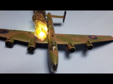 Night fighter explosion and fire diorama
