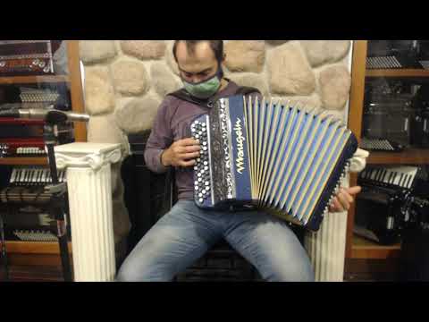 3994 - Blue Sparkle Maugein French C System Chromatic Button Accordion MM 64 80 $3999
