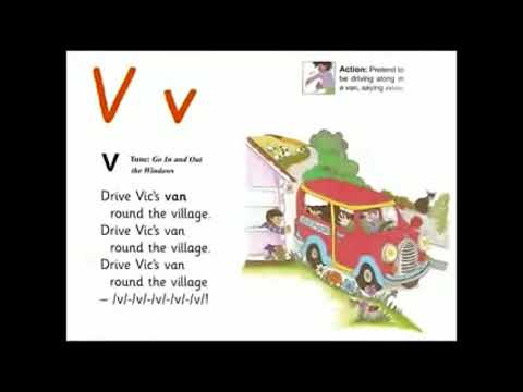 UK School Primary One Jolly Phonics Song Vv - Driving Vic's Van Round the Village