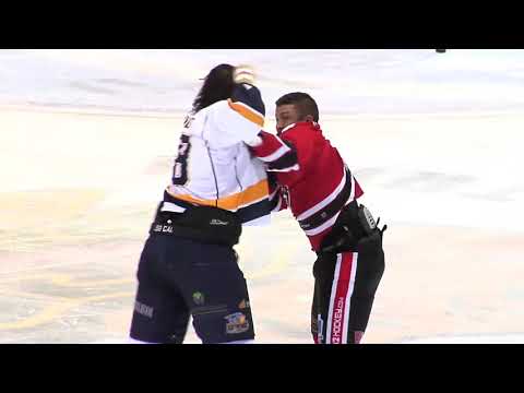 Jon Nasty Mirasty vs Joel The Animal Theriault Sorel Vs Thetford combat de lnah Hockey Fight