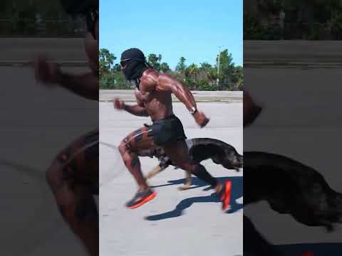 Running with dog #bodybuilding #exercise #dailyroutune