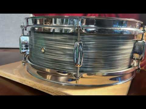 Rogers Luxor Snare Drum 1962-63 - Sky-Blue Ripple Pearl (Complete Kit) Mint! image 16