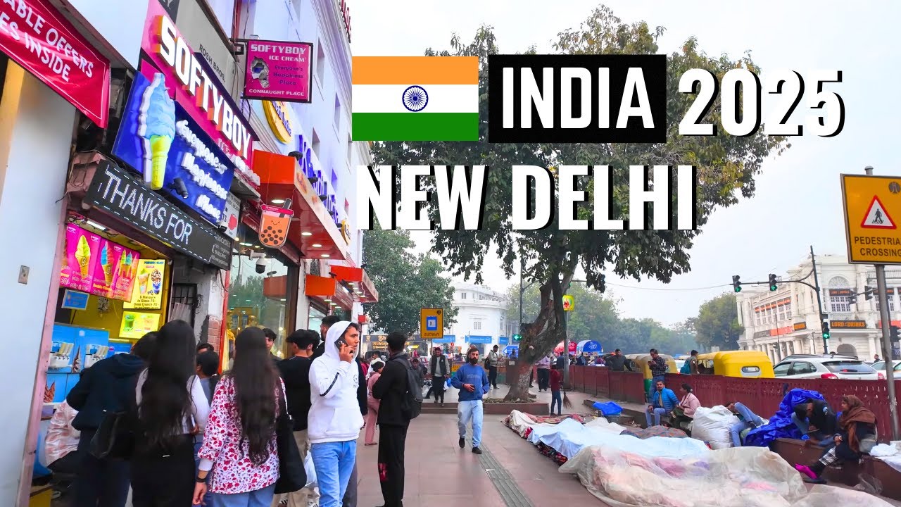 Immersive street-level walking tour through Explore the REAL New Delhi in - Connaught Place, India, showcasing authentic urban landscapes, local architecture, and the vibrant atmosphere of the city's neighborhoods