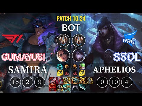 T1 Gumayusi Samira vs AF SSol Aphelios Bot - KR Patch 10.24