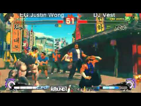 SSF4 AE: EG Justin Wong (Yang) vs DJ Vest (Blanka) - levelup (Round One Arcade)
