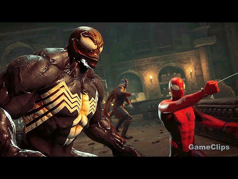 Spider-Man & Venom Fight Mephisto Scene 4K (2023) - Marvel's Midnight Suns