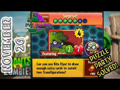 PvZ Heroes: Daily Challenge 11/26/2017 (November 26) – Puzzle Party SURPRISE! [Nov 26]