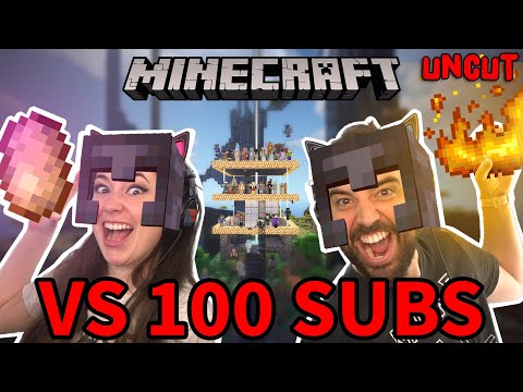 Evan and Katelyn Gaming Uncut - Two Streamers vs 100 Subscribers - Minecraft Headwars! (uncut)