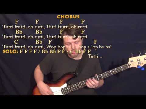 Tutti Frutti (Little Richard) Bass Guitar Cover Lesson in F with Chords/Lyrics