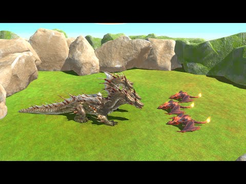 Fire Lava Dragon Vs Hydra and  All Animals - Animal Revolt Battle Simulator!!
