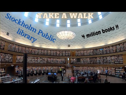 Inside Stockholm public library on crossing Odengatan / Sveavägen. Stockholms stadsbibliotek
