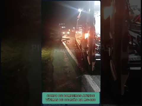 Corpo de Bombeiros atende vítimas de colisão na MG-050