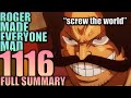 EVERYONE IS MAD AT ROGER BECAUSE OF THIS / One Piece Chapter 1116 Spoilers
