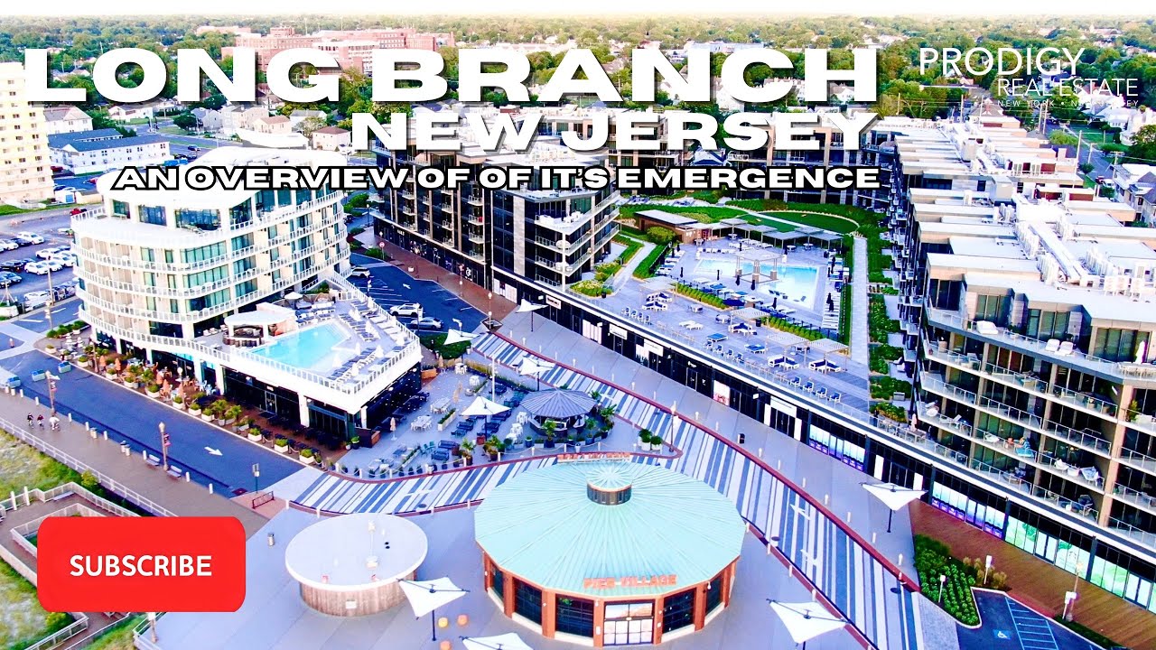 Above the Streets: aerial video overview of Long Branch, New Jersey, its beachfront and Pier Village
