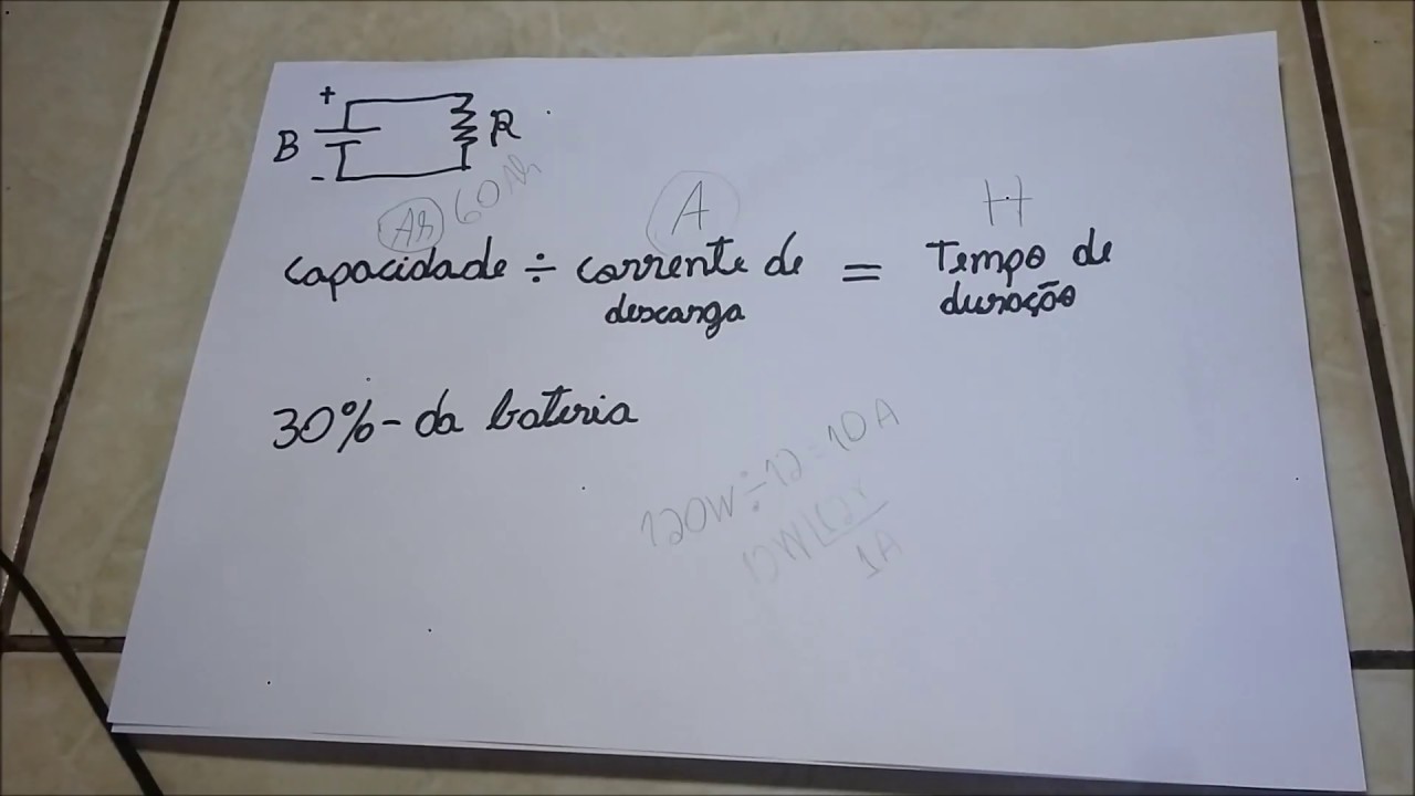 como calcular quanto tempo uma bateria conseguirá fornecer energia a um equipamento