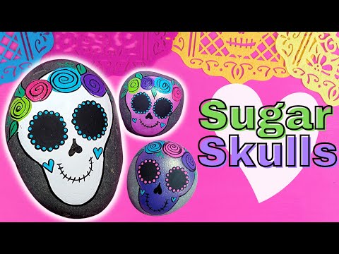 Rock Painting - Sugar Skull Sweethearts