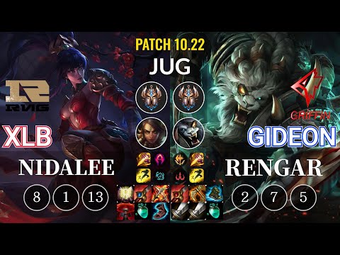 RNG XLB Nidalee vs GRF GIDEON Rengar Jungle - KR Patch 10.22