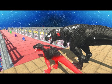 BATMAN T-REX vs VENOM T-REX DEATH RUN - Animal Revolt Battle Simulator