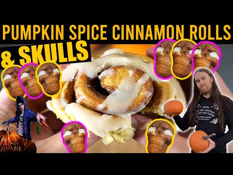 Pumpkin Spice Cinnamon Rolls & Skulls From Scratch (VEGAN)