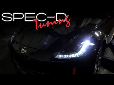 SPECDTUNING INSTALLATION VIDEO: 2006 - 2009 NISSAN 350Z LED HID PROJECTOR HEADLIGHTS