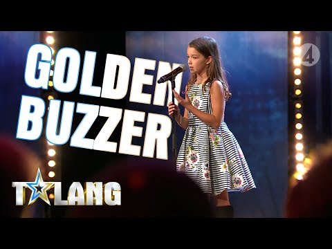 10 year old Eva mesmerizes everyone with a performance that earns her a Golden Buzzer