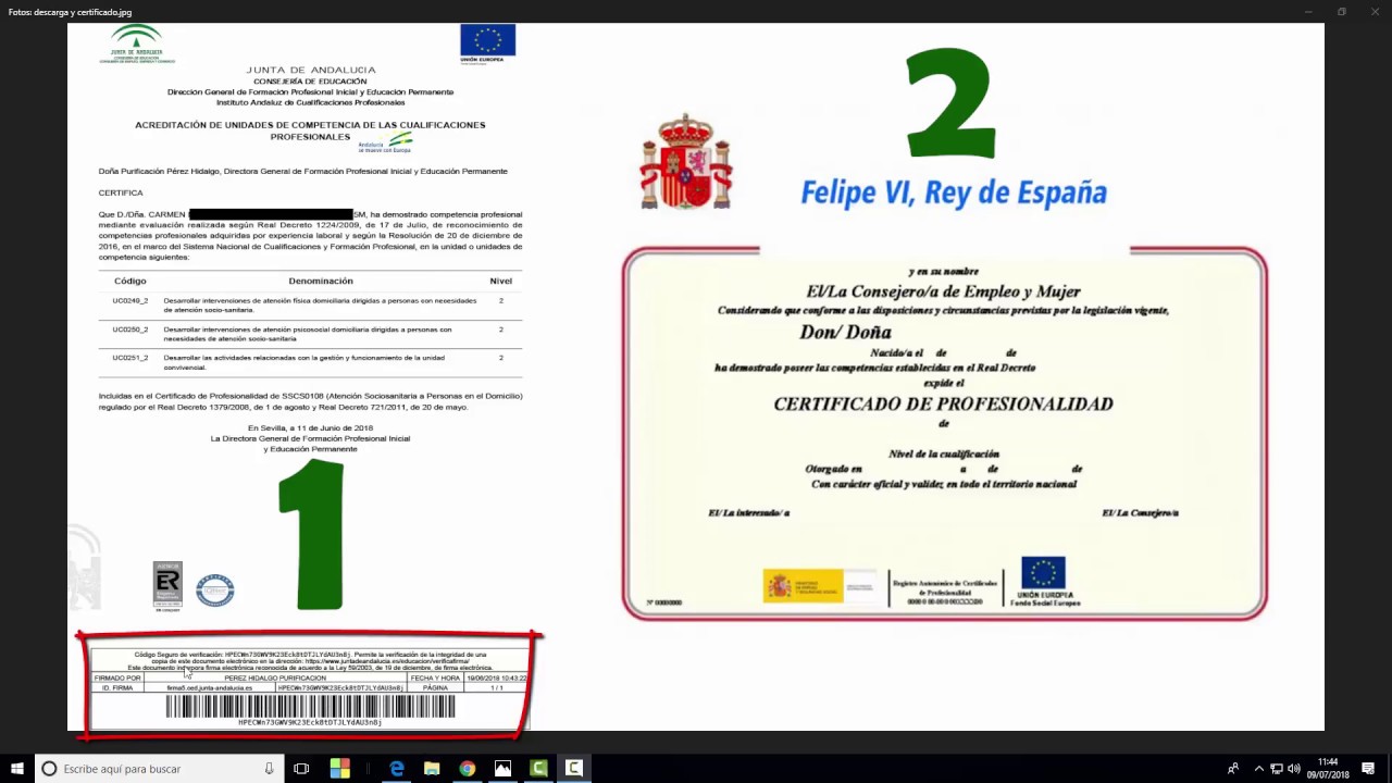 Descarga y recogida del Certificado de Profesionalidad Andalucía
