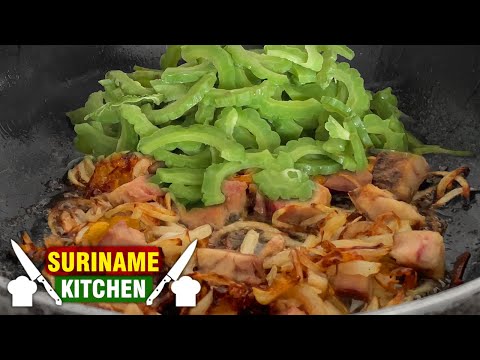 Delicious Surinamese Cuisine: Bittermelon (Bitter Gourd) | Karaila Warang Visie (Djoer Machrie) #sr
