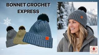 🤩🧶🎁 ⏱ BONNET crochet "express"👇 Bébé Enfant Femme Homme